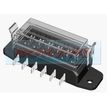 6 Way Slim Line Heavy Duty Standard Blade Fuse Box With Clip On Cover